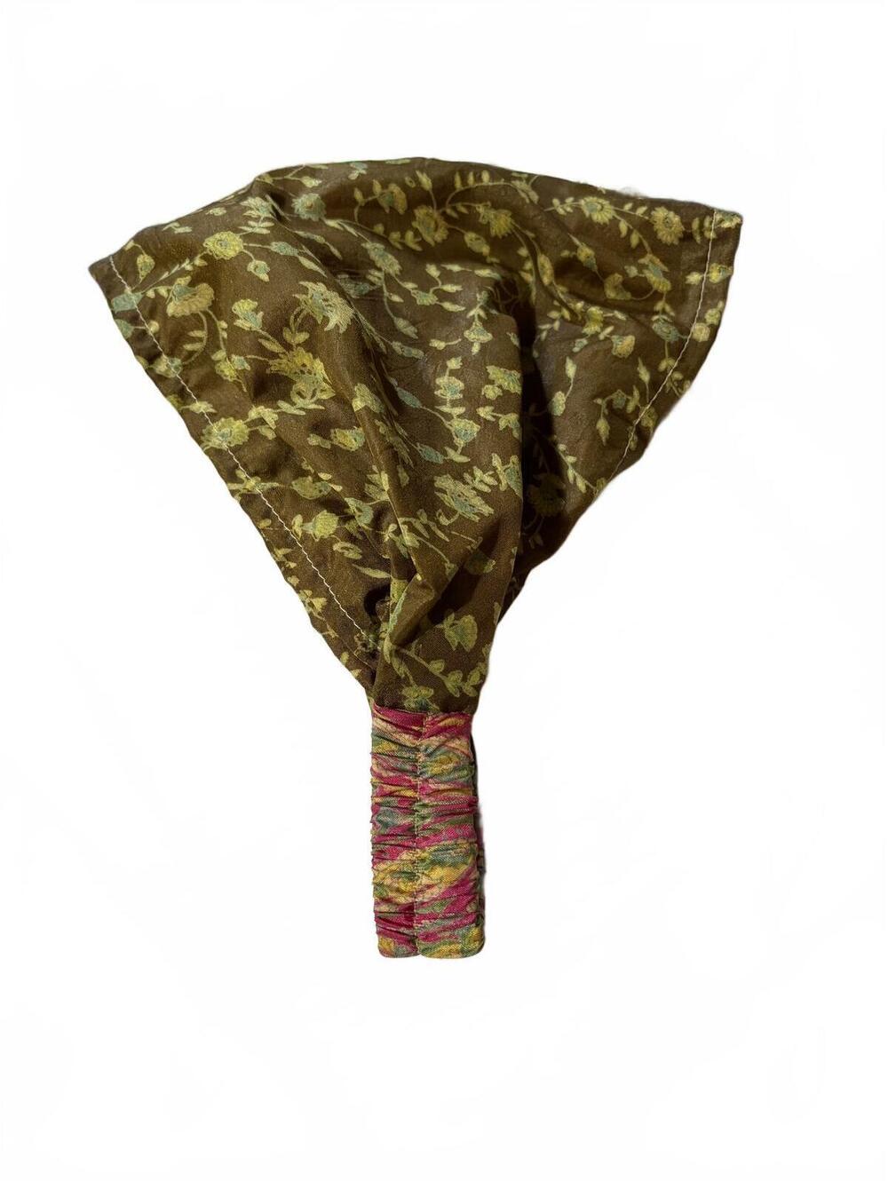 Brown Floral 100% Silk Scarf Headband